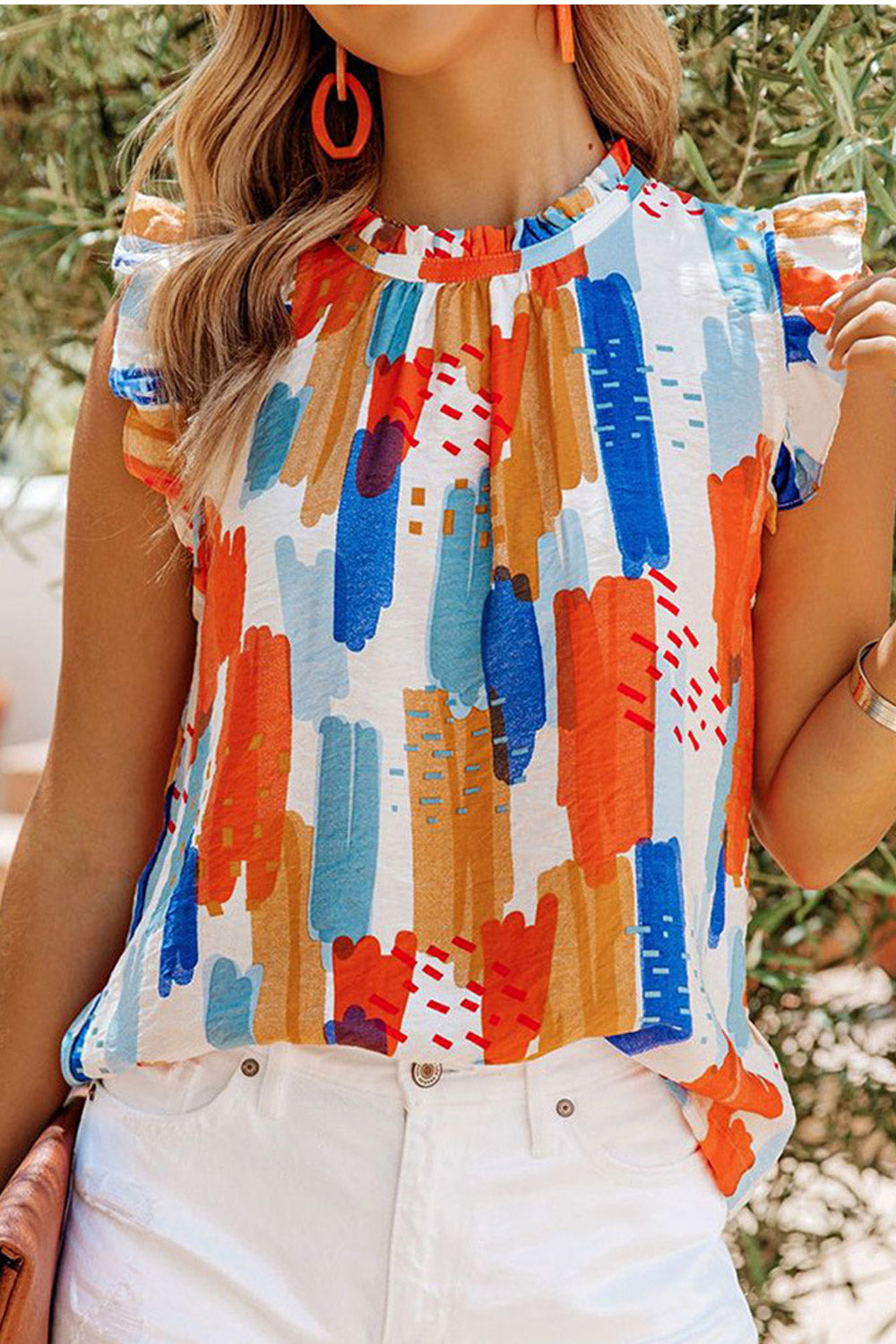 Women Sleeveless Comfortable Round Neck Amazing Printed Pattern Pullover Convinient Blouse