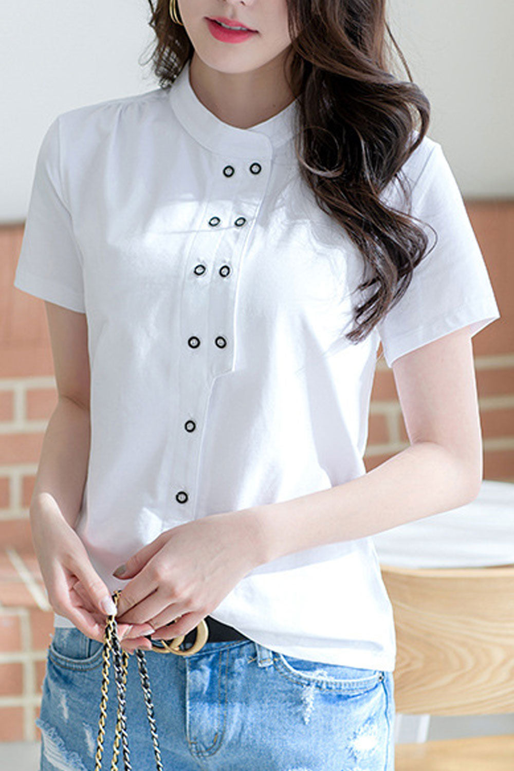 Women Round Neck Summer Breathable Short Sleeve Elegant Casual T-Shirt