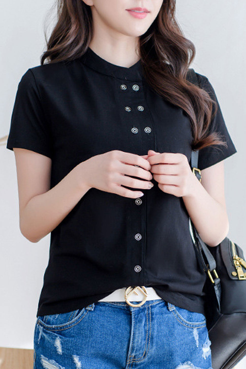 Women Round Neck Summer Breathable Short Sleeve Elegant Casual T-Shirt