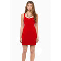 TOMCARRY WOMEN’S SLING BACK STRETCH MESH STITCHING ROUND NECK TANK DRESS RED