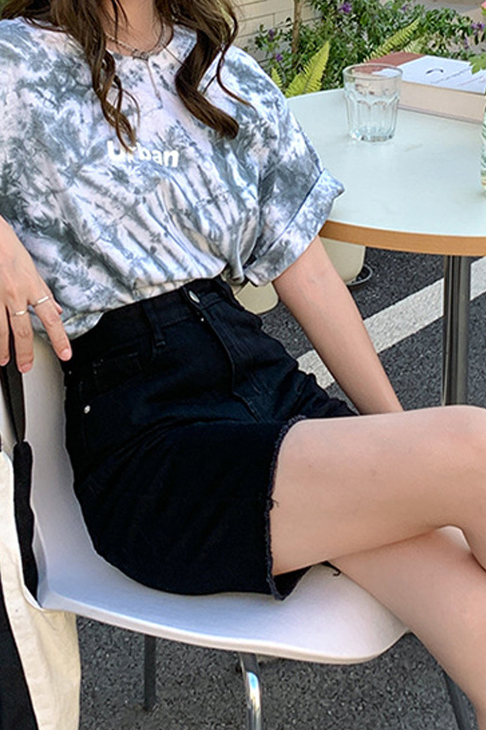 Women Breathable High Waist Tremendous Solid Colored Summer Relaxed Fit Weekend Denim Short