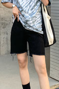 Women Breathable High Waist Tremendous Solid Colored Summer Relaxed Fit Weekend Denim Short