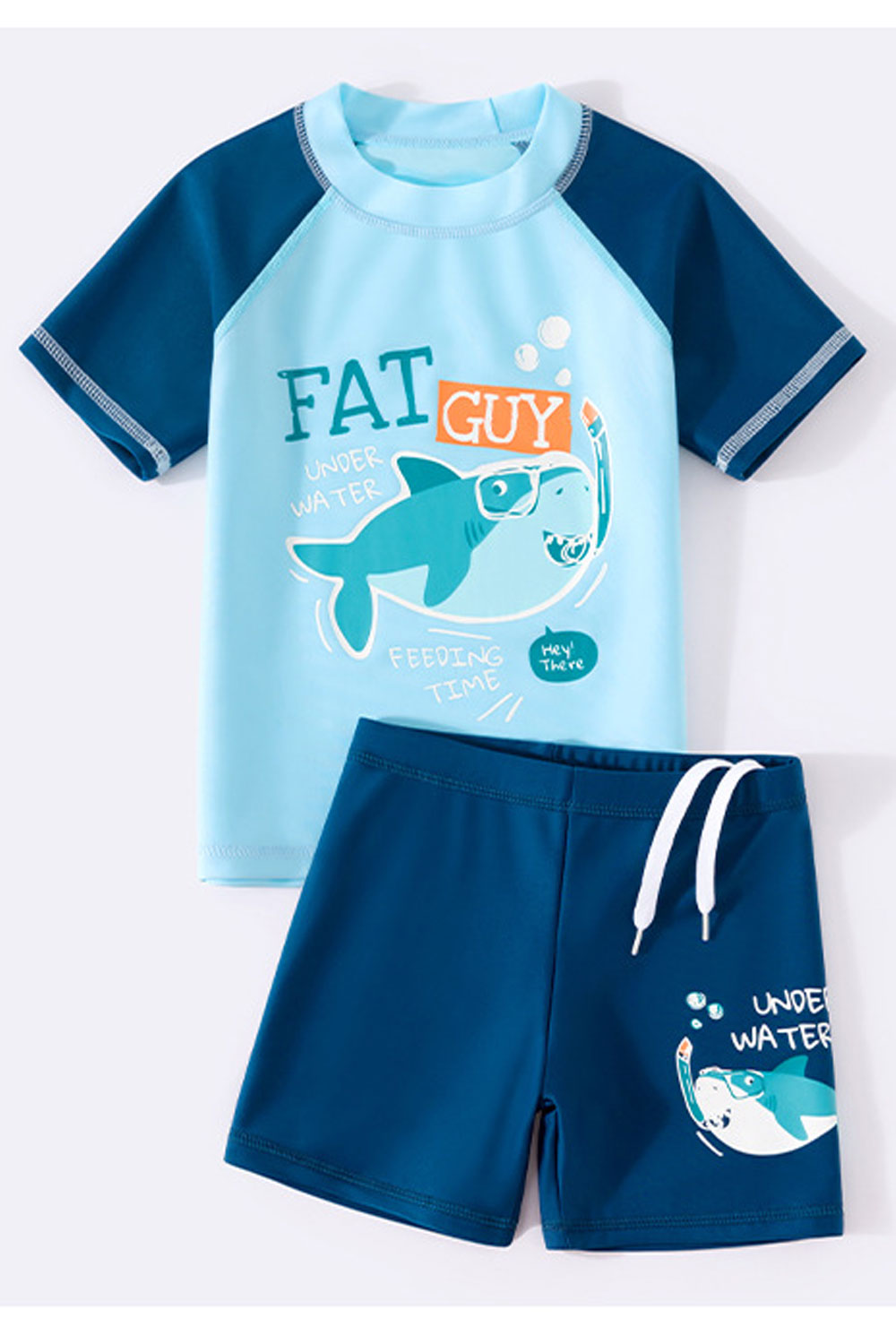 Kids Boys Elegent Printed Pattern Thin & Comfortable Short Sleeve Easy Round Neck Two-Piece Beach Swimwear
