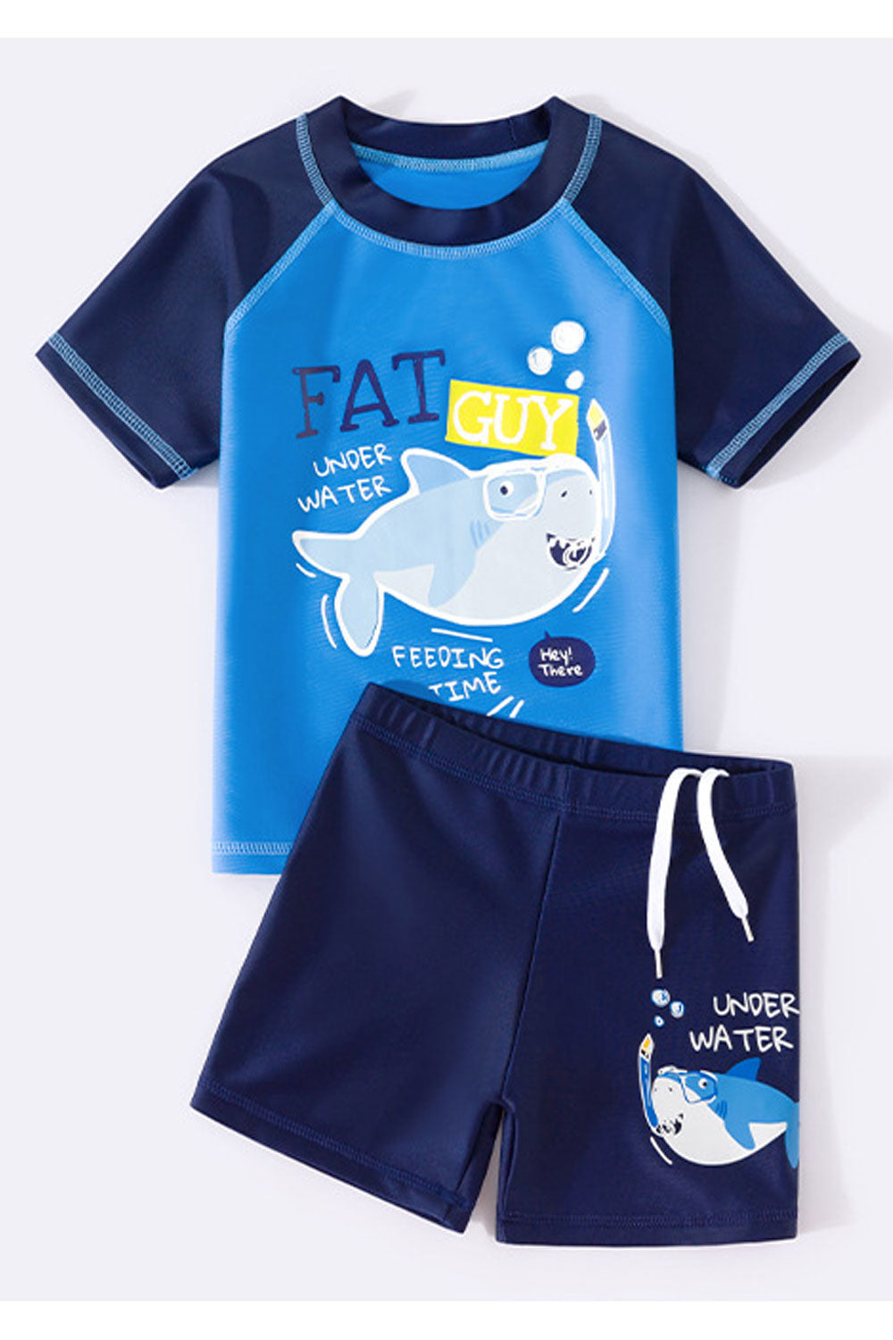 Kids Boys Elegent Printed Pattern Thin & Comfortable Short Sleeve Easy Round Neck Two-Piece Beach Swimwear