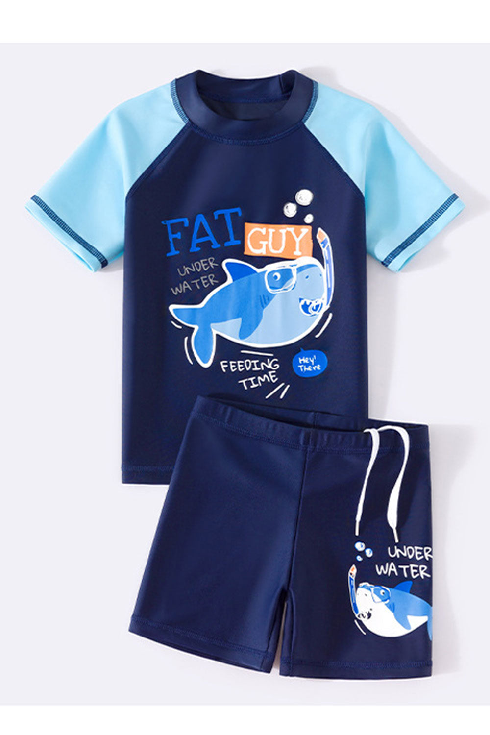 Kids Boys Elegent Printed Pattern Thin & Comfortable Short Sleeve Easy Round Neck Two-Piece Beach Swimwear