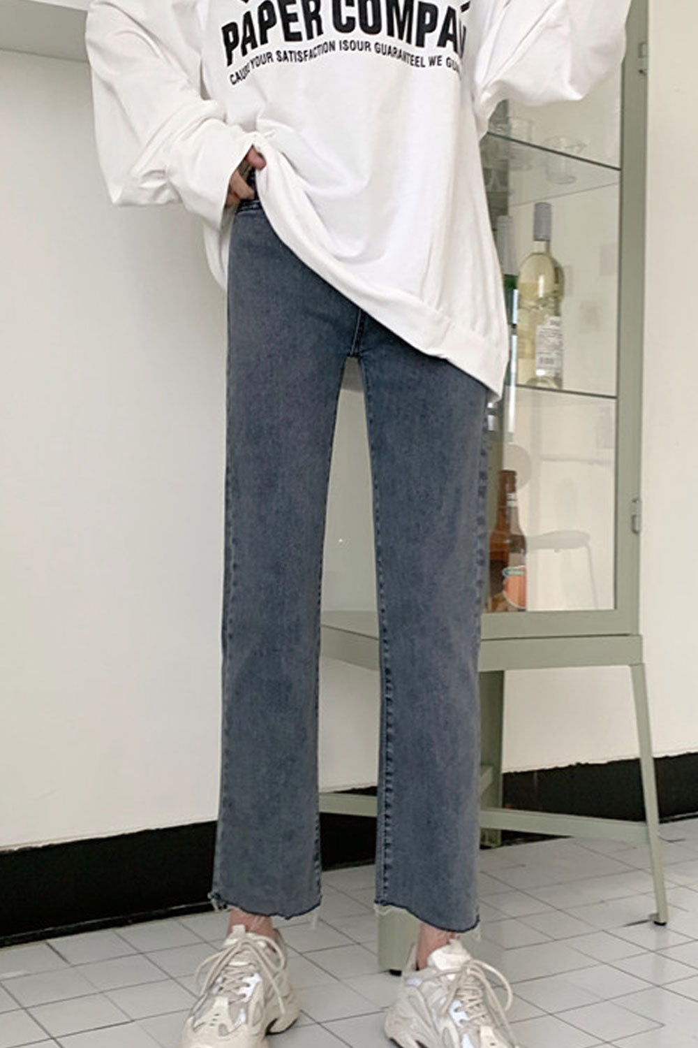 Women Restful & Comfy High Waist Easy Zipper Closure Tremendous Solid Colored Winter Denim Jeans