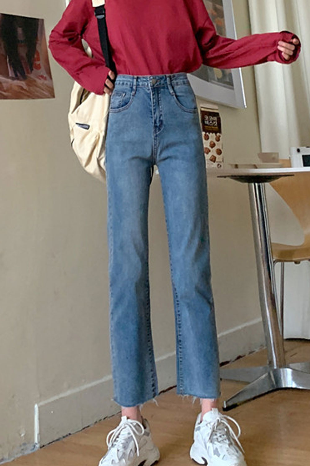 Women Restful & Comfy High Waist Easy Zipper Closure Tremendous Solid Colored Winter Denim Jeans