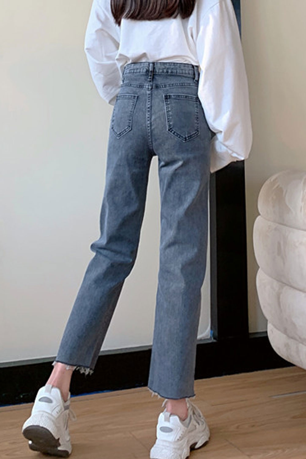Women Restful & Comfy High Waist Easy Zipper Closure Tremendous Solid Colored Winter Denim Jeans