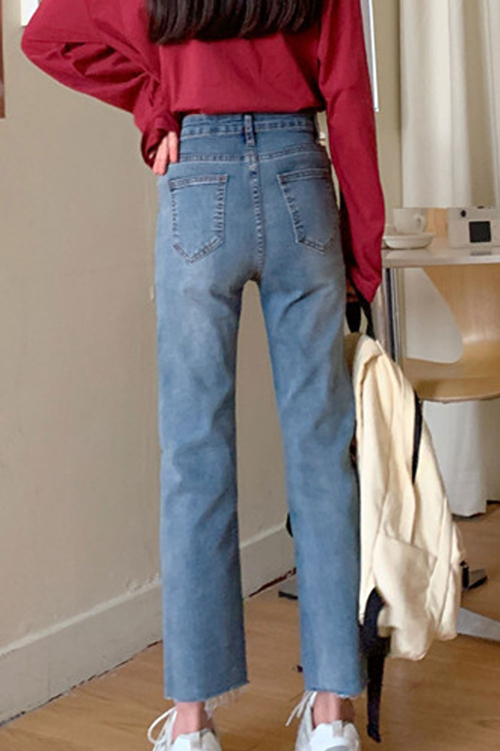 Women Restful & Comfy High Waist Easy Zipper Closure Tremendous Solid Colored Winter Denim Jeans