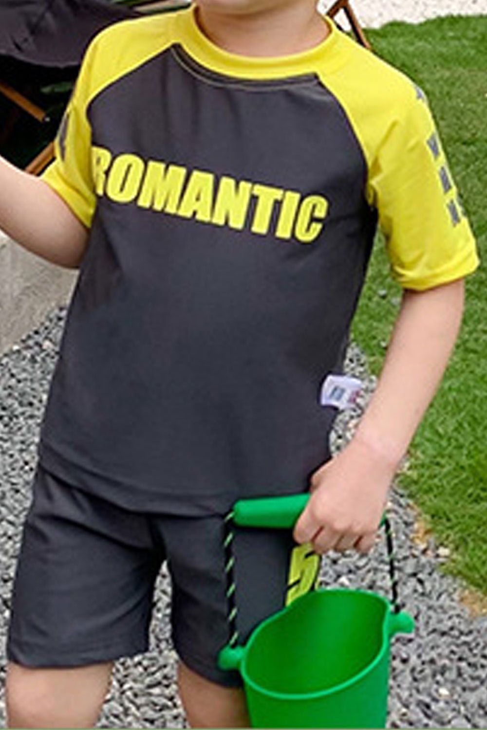 Kids Boys Summer Two-Piece Elegent Letter Pattern Thin & Comfortable Short Sleeve Pool Swimwear