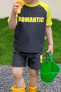Kids Boys Summer Two-Piece Elegent Letter Pattern Thin & Comfortable Short Sleeve Pool Swimwear