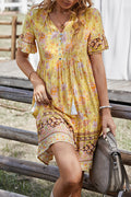 Women Breathable Short Sleeve Easy V-Neck Superb Floral Pattern Restful Above Knee Weekend Dress