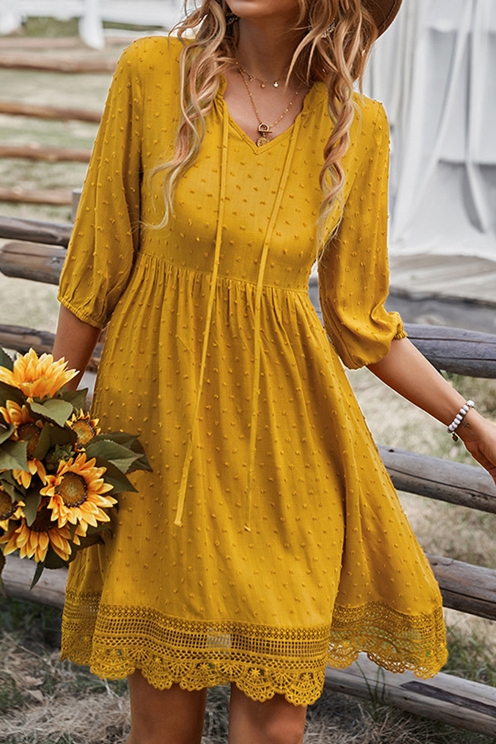 Women Thin & Comfortable Elbow Sleeve Relaxed Fit Waist Trendy Solid Colored Above Knee Weekend Dress