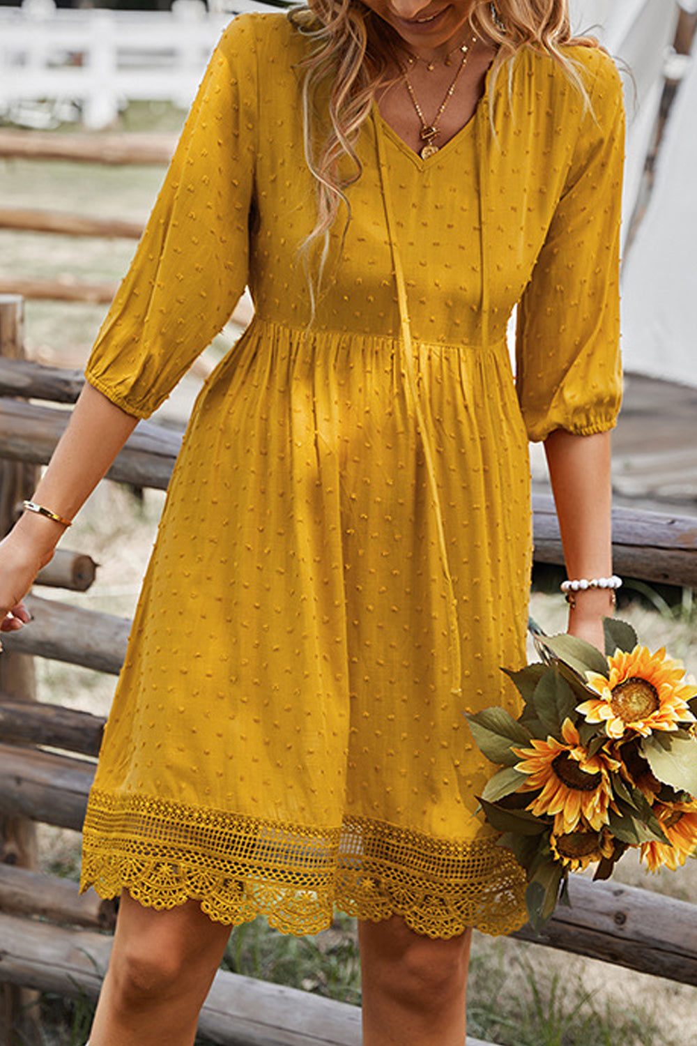 Women Thin & Comfortable Elbow Sleeve Relaxed Fit Waist Trendy Solid Colored Above Knee Weekend Dress