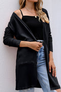 Women Stylish Full Sleeve Mid Length Solid Tone Warm Cardigan