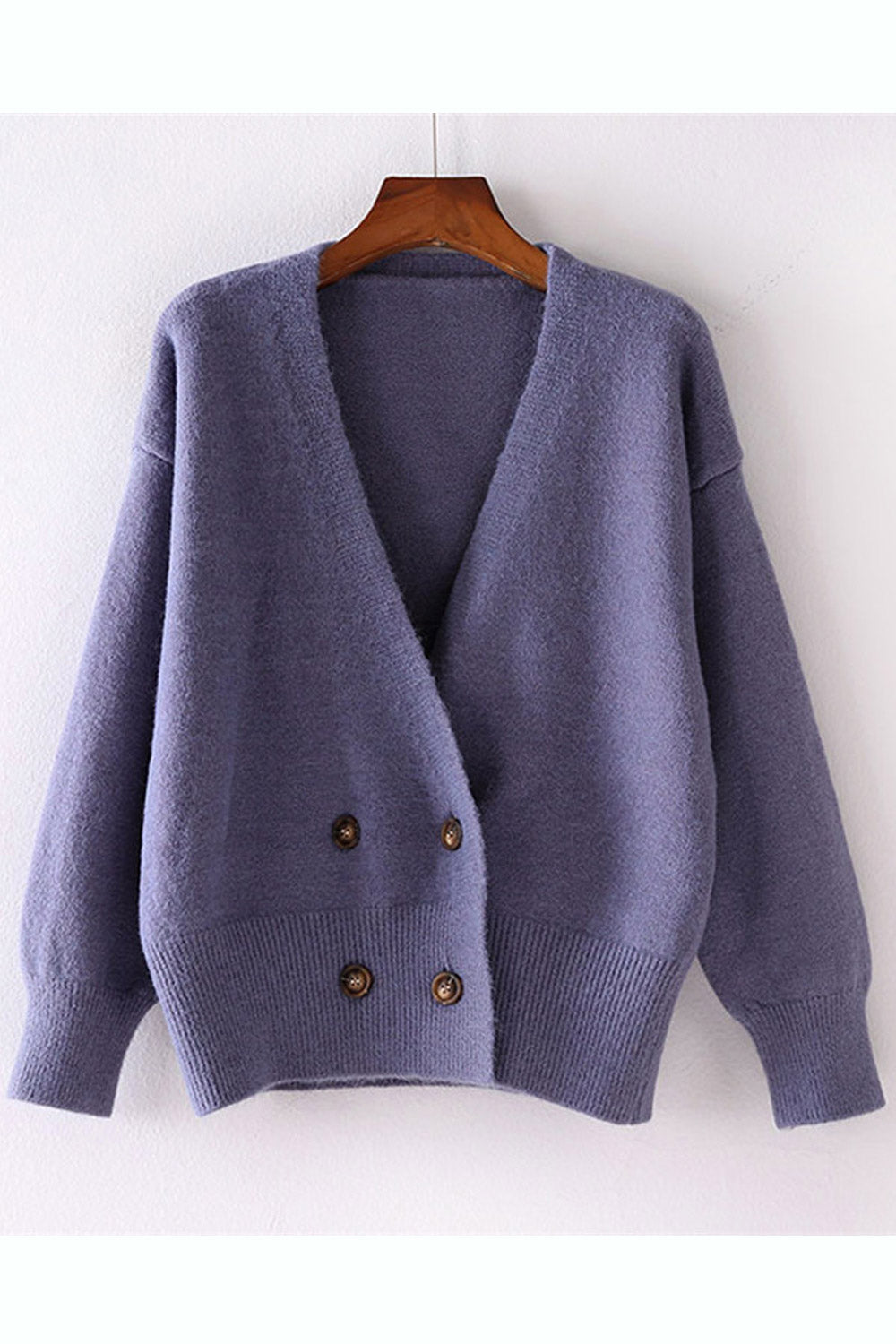 Women Button Decorated Long Sleeve Solid Warm Cardigan