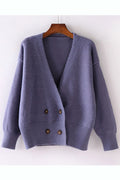 Women Button Decorated Long Sleeve Solid Warm Cardigan