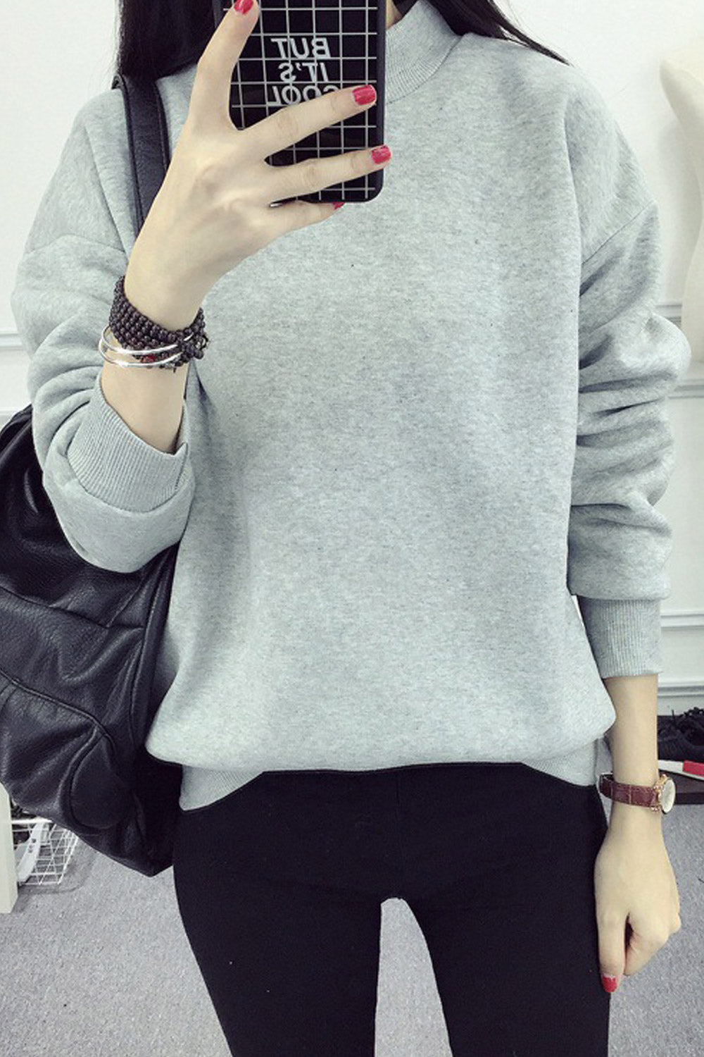 Women Modern Style Turtle Neck Long Sleeve Winter Sweatshirt