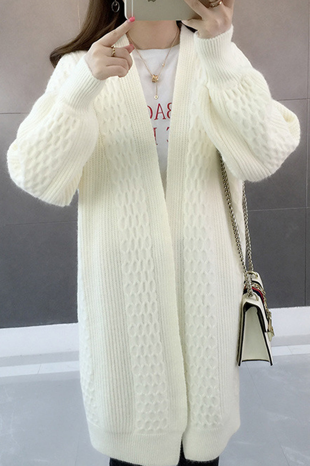 Women Winter Warm Ribbed Cuff Lovely Solid Colored Mid-Length Comfy Winter Cardigan