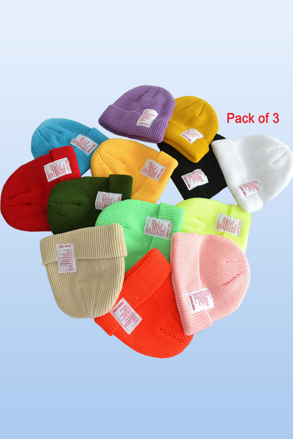 Pack of 3 - Kids Girls Decent Styled Knitted Warm Winter Hat - Any 3 Available Colors