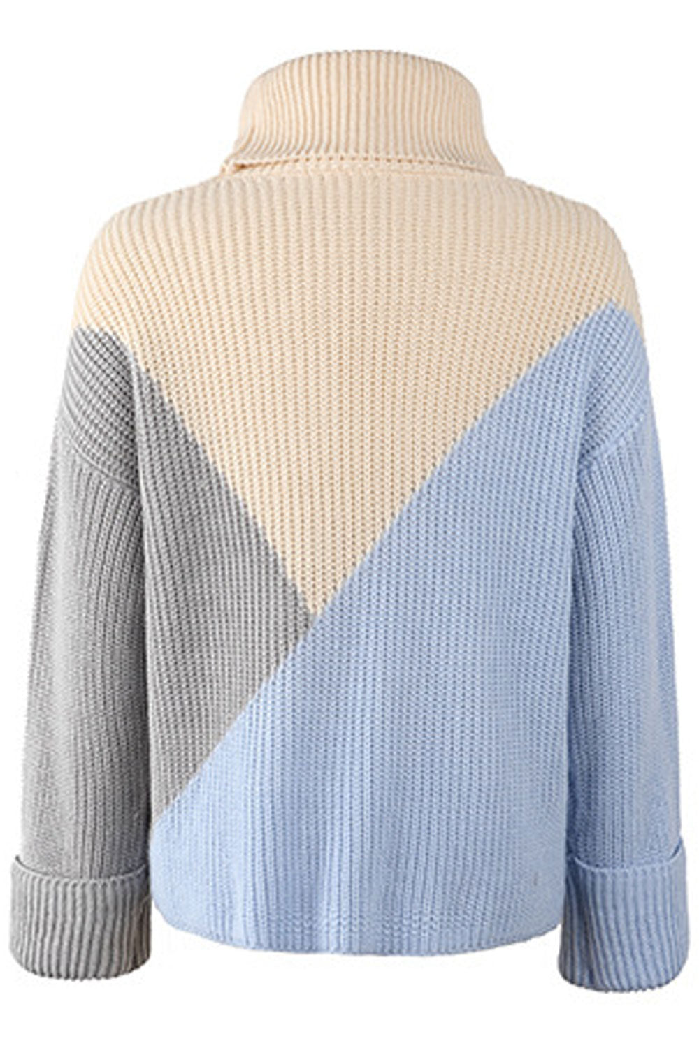 Women Winter Knitted Long Sleeve Restful Turtle Neck Trendy Solid Pattern Pullover Sweater