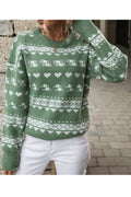 Women Fabulous Printed Pattern Easy Round Neck Cozy Long Sleeve Winter Casual Sweater