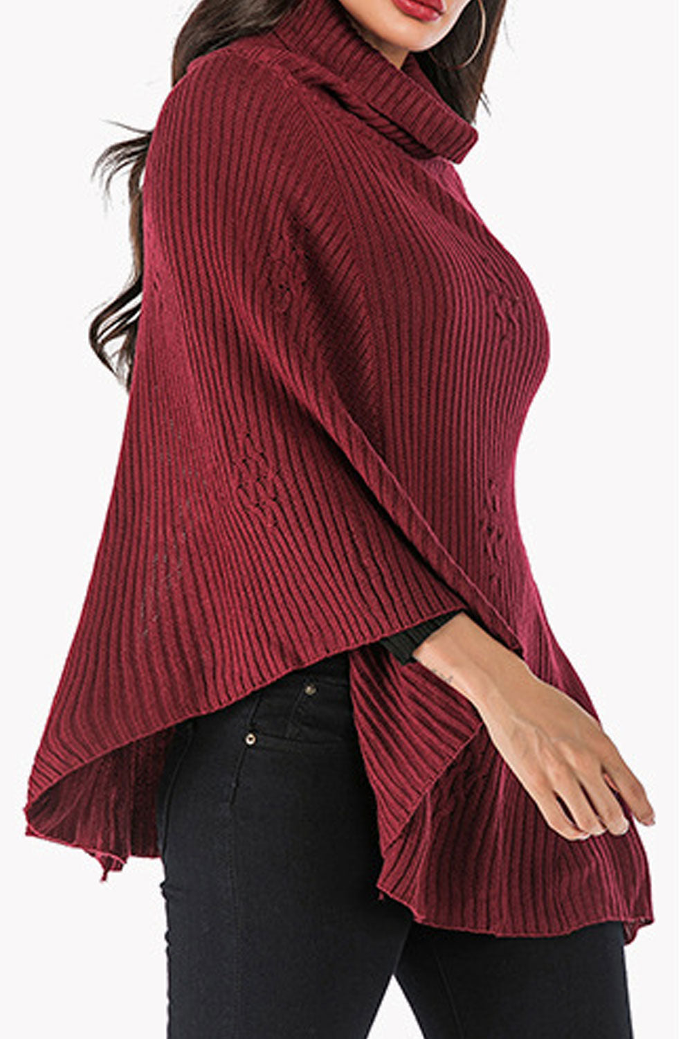 Women Warm Turtle Neck Bat Sleeve Classy Solid Colored Winter Fashion Pullover Sweater