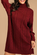 Women Knitted Long Sleeve Mid-Length Restful High Neck Awesome Solid Colored Slim Waist Sweater