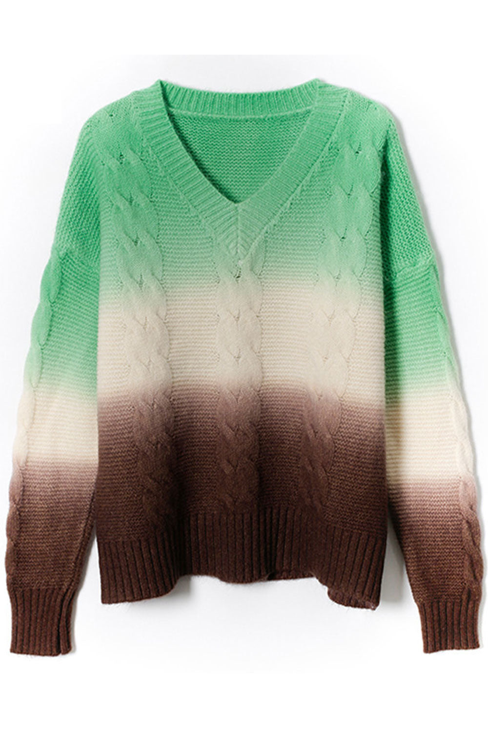 Women Tremendous Gradient Pattern Ribbed Cuff Warm Casual Winter Pullover Sweater