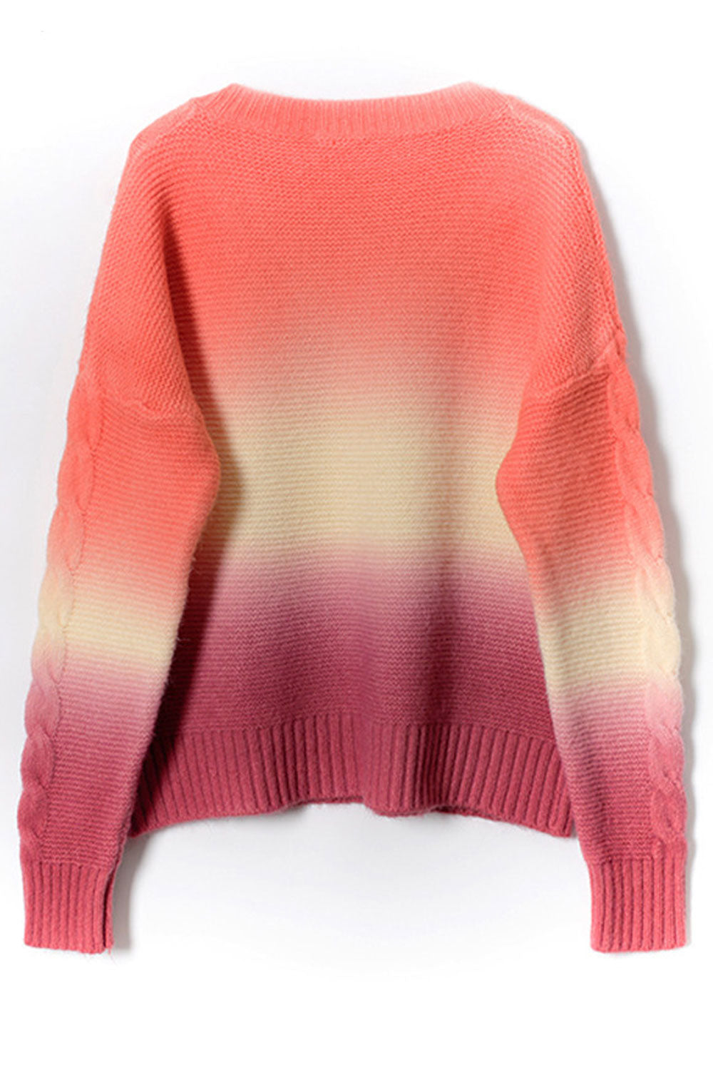 Women Tremendous Gradient Pattern Ribbed Cuff Warm Casual Winter Pullover Sweater