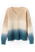 Women Tremendous Gradient Pattern Ribbed Cuff Warm Casual Winter Pullover Sweater
