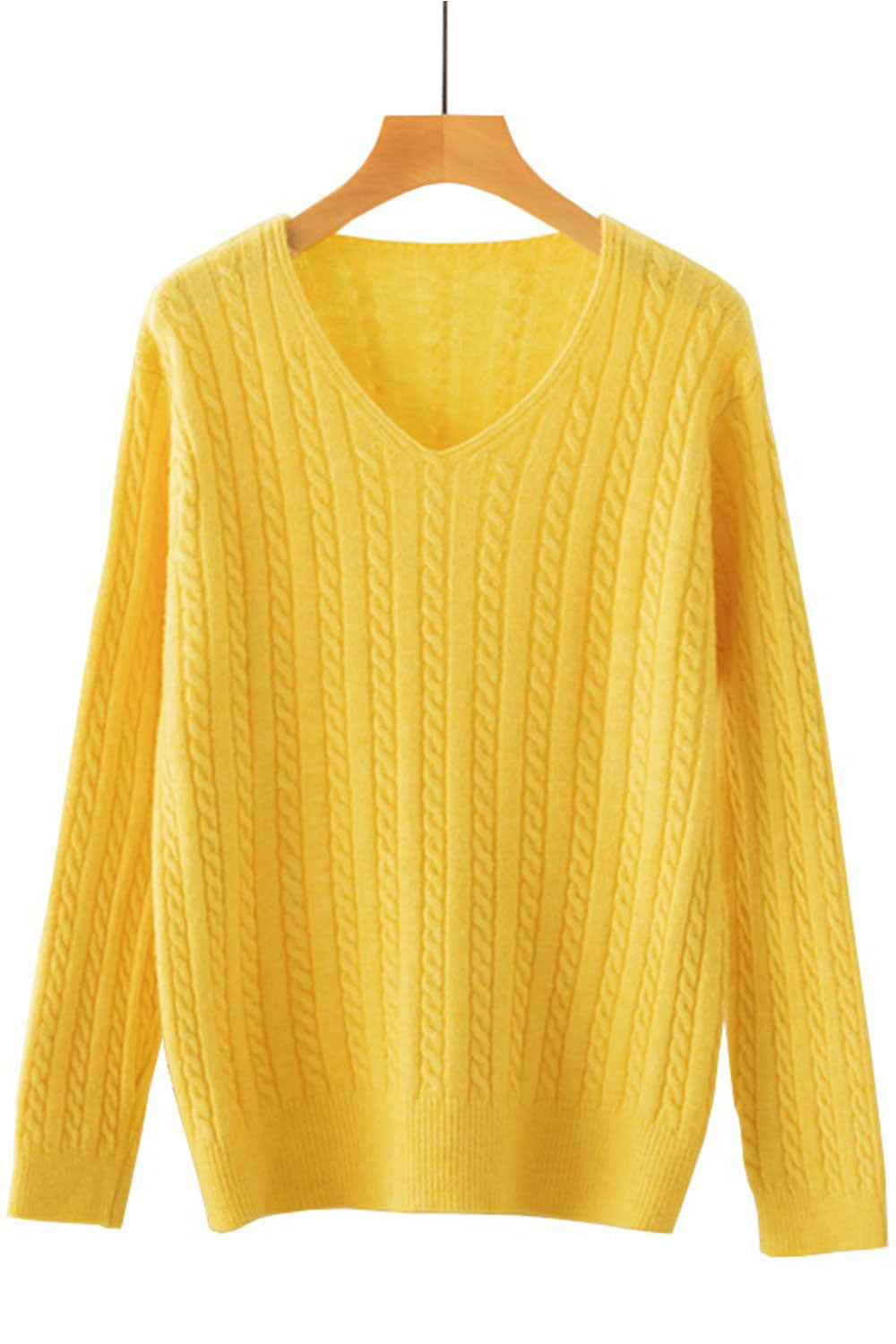 Women Stretchable & Warm Long Sleeve Restful V-Neck Splendid Solid Colored Winter Sweater