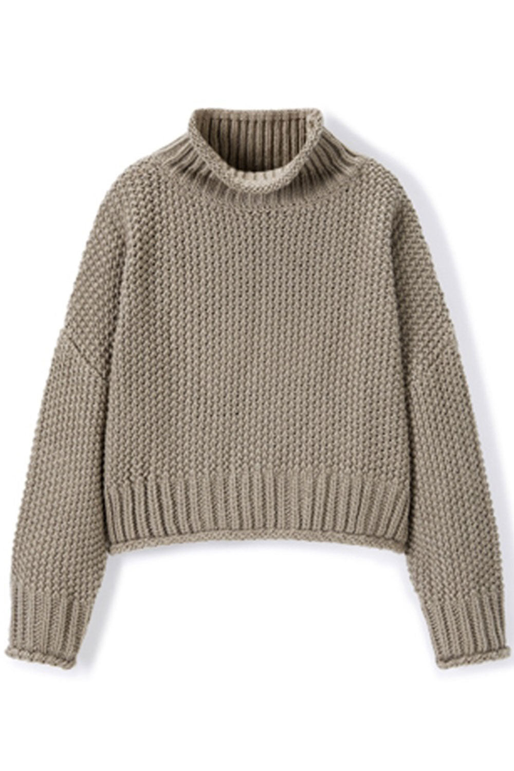 Women Durable & Knitted Loose Long Sleeve Trendy Solid Colored Turtle Neck Winter Sweater