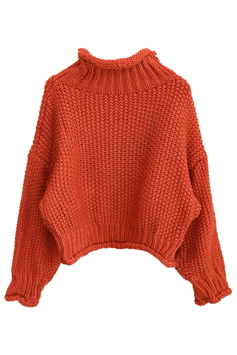 Women Durable & Knitted Loose Long Sleeve Trendy Solid Colored Turtle Neck Winter Sweater