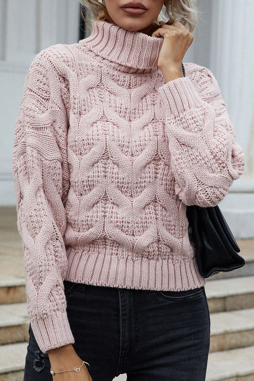 Women Beautiful Solid Colored Restful High Neck Thick Long Sleeve Winter Pullover Sweater