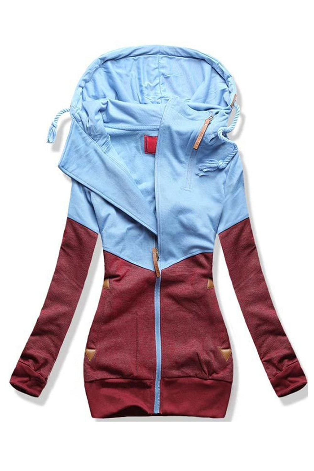 Women Slim Fit Long Sleeve Lovely Solid Pattern Zipper Styled Hooded Neck Warm Casual Jacket