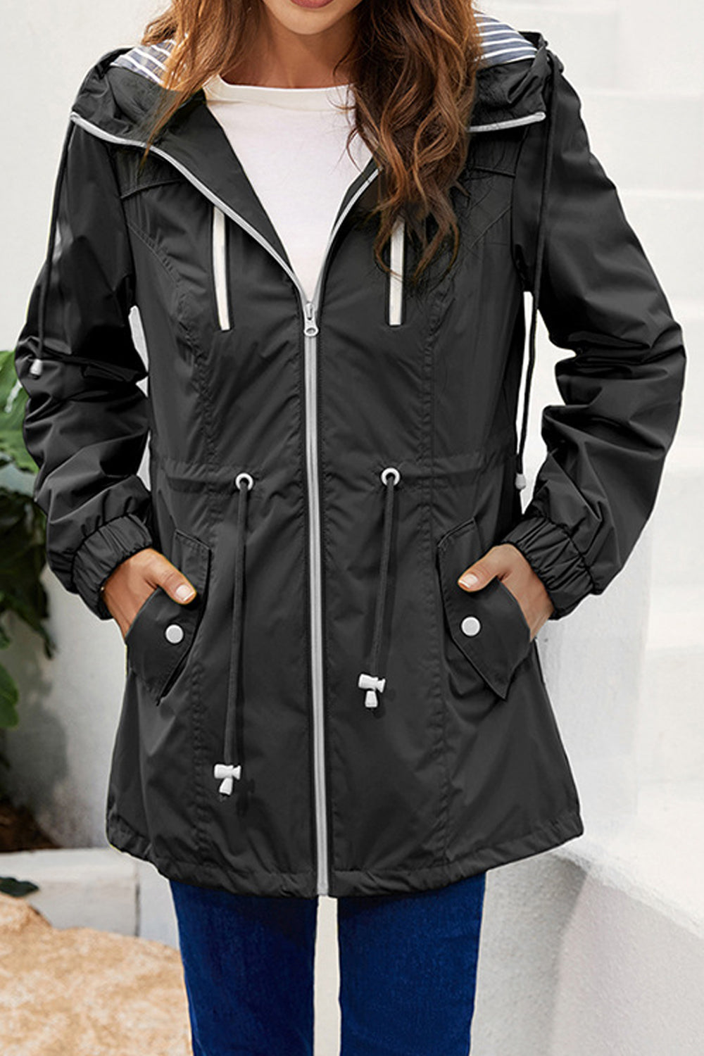 Women Fabulous Solid Colored Winter Fashion Long Sleeve Pockets Designed Zipper Casual Jacket