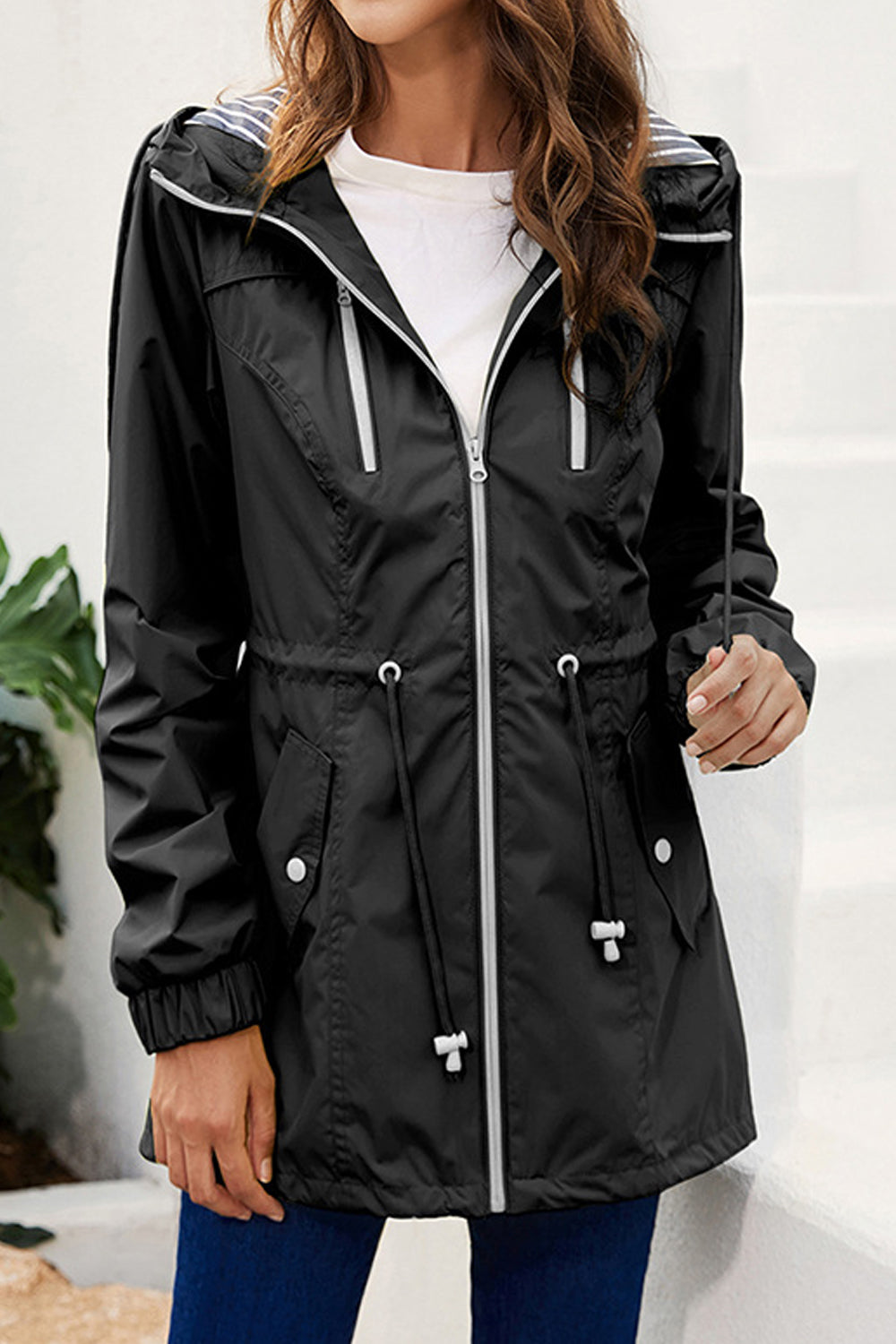 Women Fabulous Solid Colored Winter Fashion Long Sleeve Pockets Designed Zipper Casual Jacket
