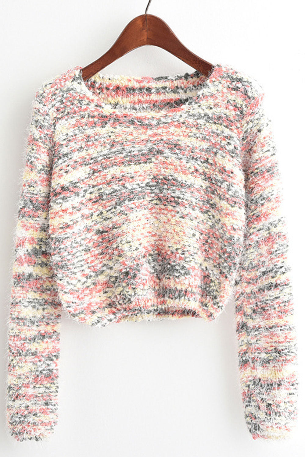 Women Lovely Solid Colored Stretchable Knitted Long Sleeve Short Winter Fashion Pullover Sweater