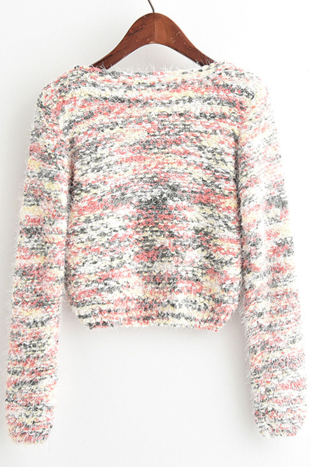 Women Lovely Solid Colored Stretchable Knitted Long Sleeve Short Winter Fashion Pullover Sweater