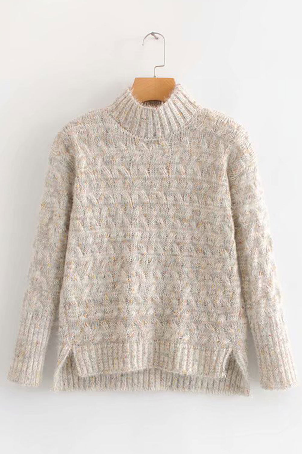 Women Comfortable Half Turtle Neck Warm Long Sleeve Superb Solid Colored Casual Sweater