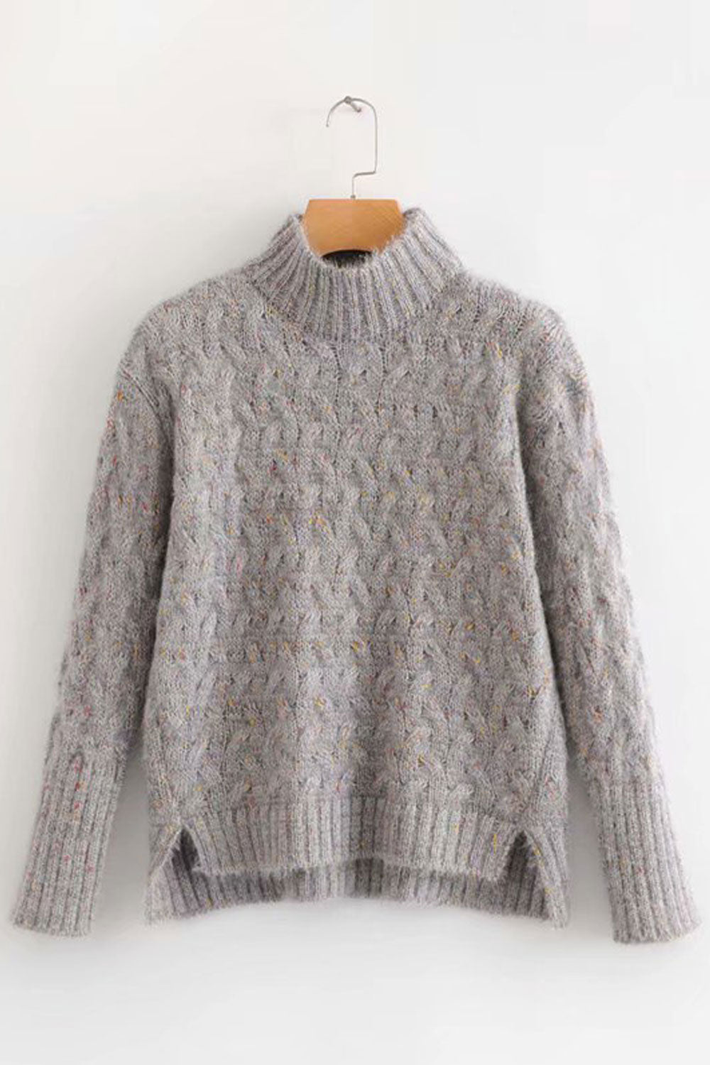 Women Comfortable Half Turtle Neck Warm Long Sleeve Superb Solid Colored Casual Sweater