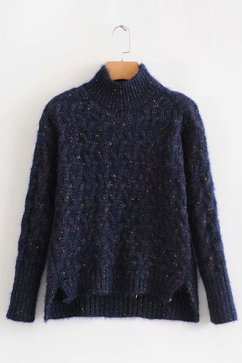 Women Comfortable Half Turtle Neck Warm Long Sleeve Superb Solid Colored Casual Sweater