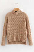 Women Comfortable Half Turtle Neck Warm Long Sleeve Superb Solid Colored Casual Sweater