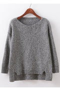 Women Lovely Solid Colored Windproof Long Sleeve Winter Pullover Weekend Sweater