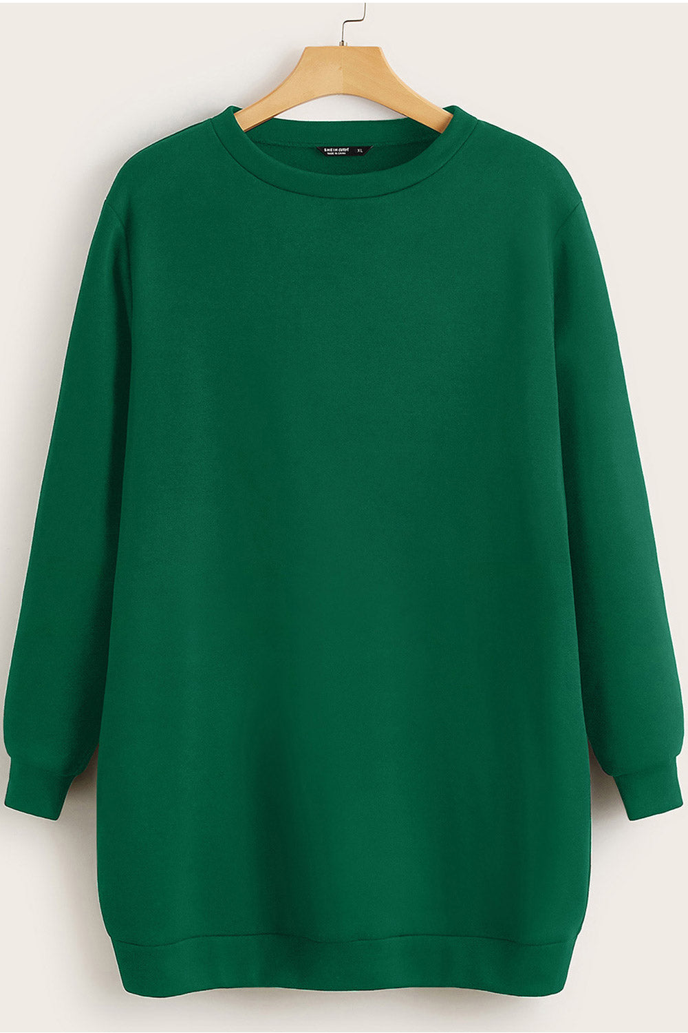 Women Decent Loose Fit Solid Pattern Long Sleeve Ribbed Hem Sweatshirt