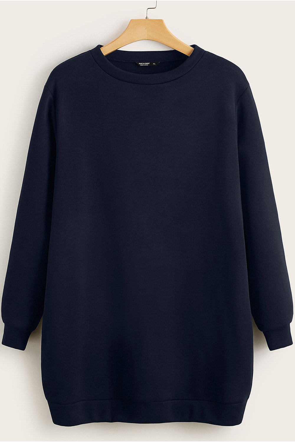 Women Decent Loose Fit Solid Pattern Long Sleeve Ribbed Hem Sweatshirt