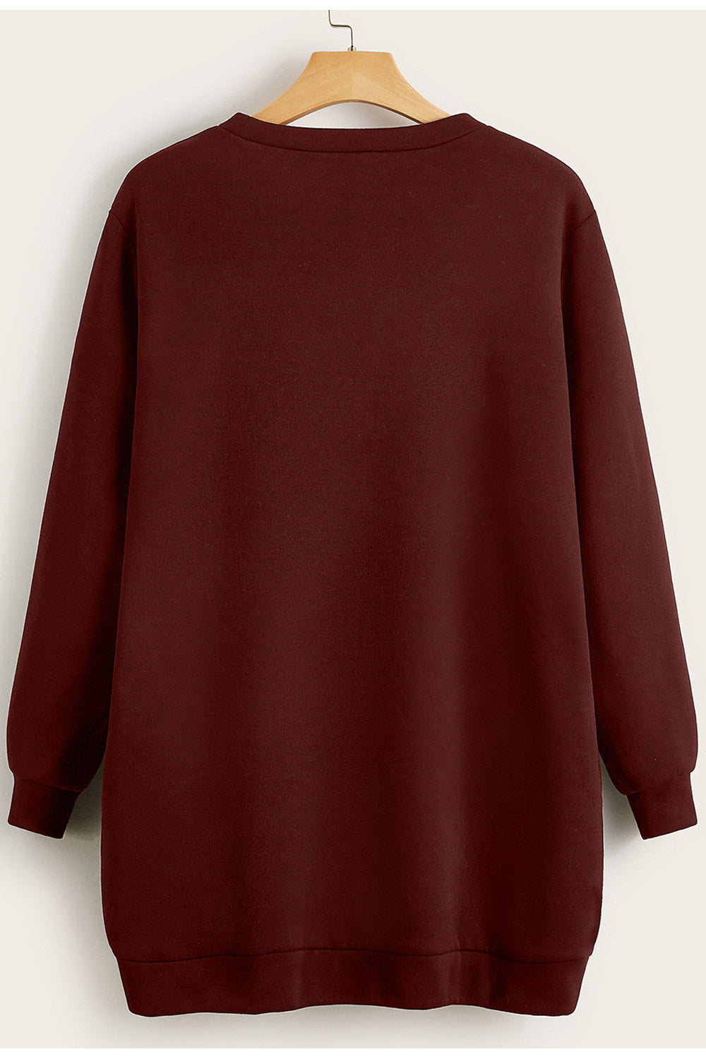 Women Decent Loose Fit Solid Pattern Long Sleeve Ribbed Hem Sweatshirt