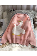 Women Amazing Cartoon Pattern Loose Long Sleeve Winter Pullover Weekend Sweater