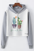 Women Excellent Printed Pattern Short Length Hooded Neck Classy Pullover Winter Casual Hoodie